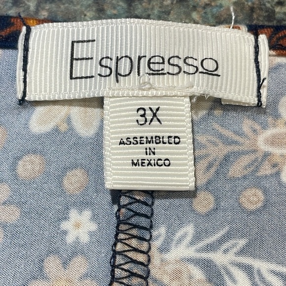 Espresso 3X V neck criss cross front tunic floral abstract Aztec print - Picture 8 of 10